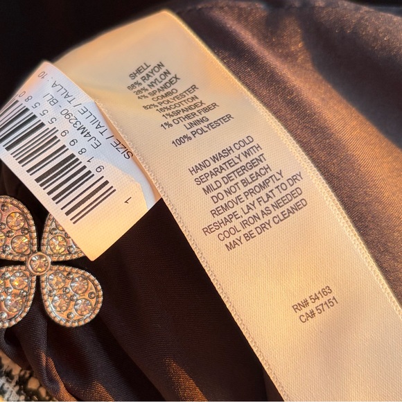 🆕 Eliza J Tweed Mock Neck Long Sleeve Dress Embellished Buttons Size 10 Office - Picture 16 of 17